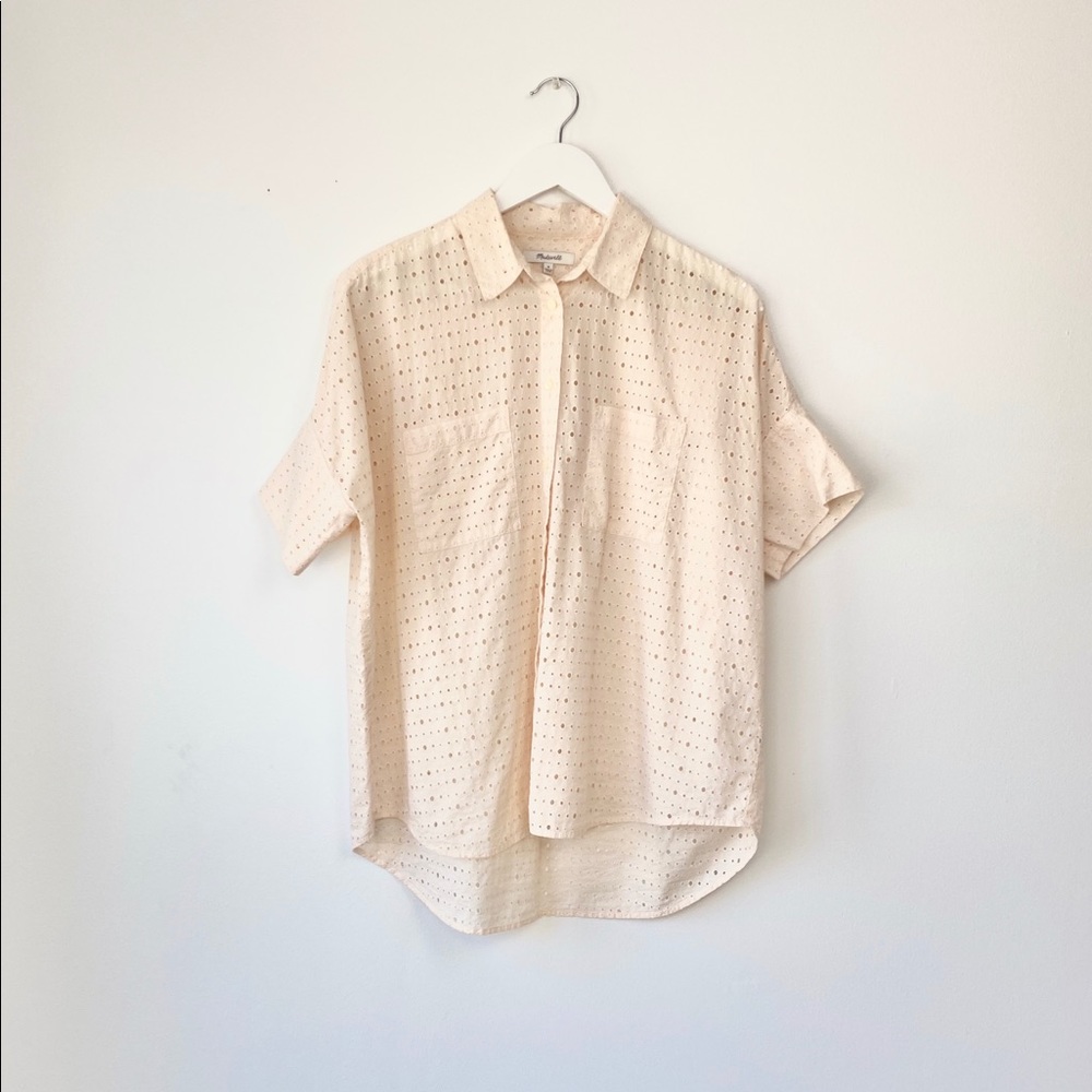 Madewell Baby Pink Eyelet oversized Shirt Size M